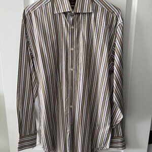 COPY - Taylor Byrd button down Comfort Shirts Green/White Long Sleeve Shirt, Si…